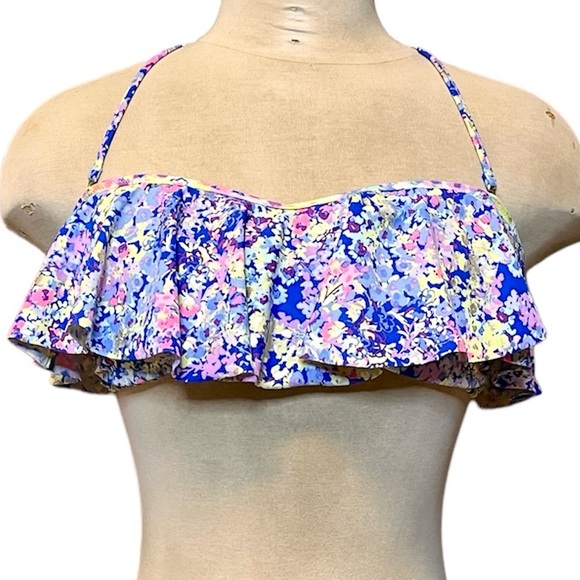 Victoria’s Secret Bikini Top Strapless Bandeau Swimsuit Swim Ruffle L Large - Picture 2 of 8